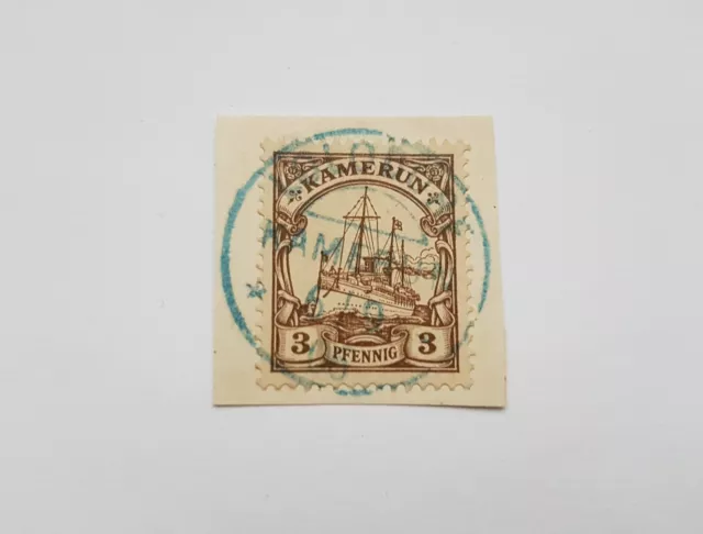 Kamerun Deutsche Kolonie Mi. Nr.7 Grün/Blauer Stempel Lolodorf 6.9.(19)06 Pracht