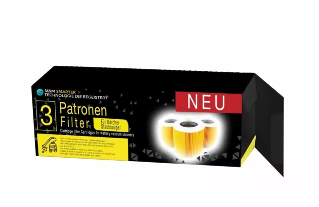 3x Patronen Filter für Kärcher WD 2, WD 3, WD 3 P Extension Kit WD 3 Premium