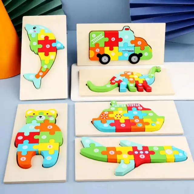 Kid's Pre-School Educational 3D Wooden Jigsaw Puzzle Toys 4 Toddler Children UK