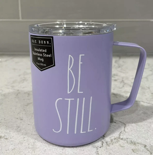 NEW💗Rae Dunn BE STILL Insulated Stainless Steel 12oz Coffee Travel Mug Cup Lid