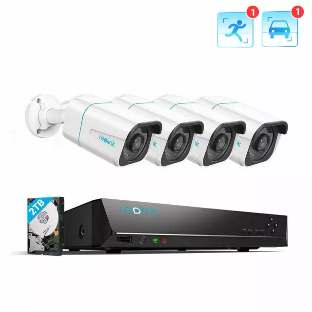 Reolink 4K Kit Videosorveglianza IP PoE 8CH 2TB NVR e 4X 8MP Telecamera Esterno
