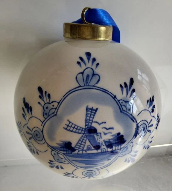 Ceramic DELFT Holland Hand Painted Blue White Christmas Bauble Decoration