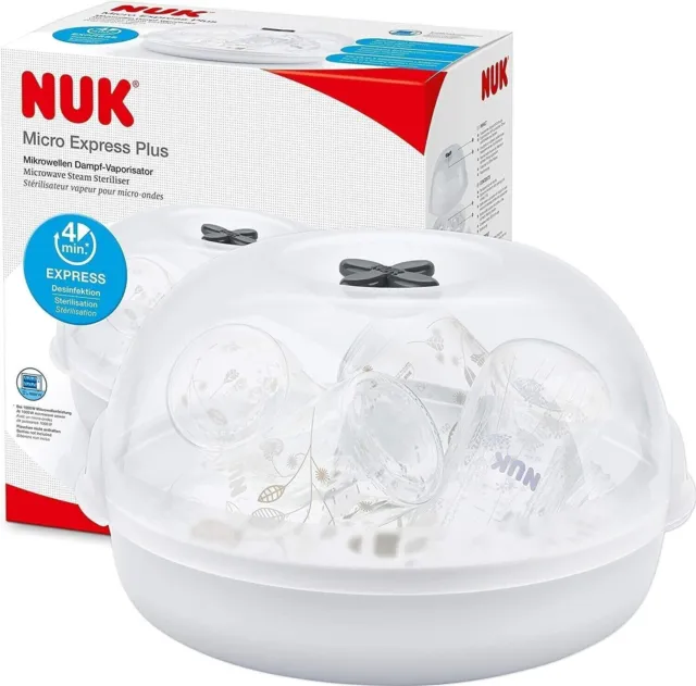 Esterilizador de biberón de vapor NUK Micro Express Plus para microondas