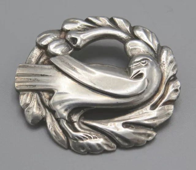 Precioso BROCHE Vintage PALOMA Corona Plata Esterlina Diseño Icónico de Georg Jensen