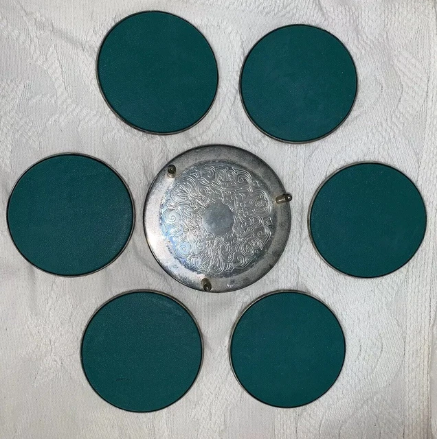 E.P.N.S silver plated anti-slip coasters and stand 1970’s Vintage