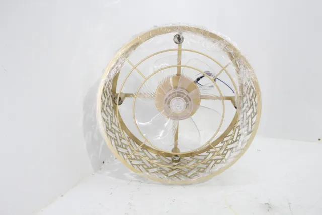 LATINER F14-4G1 Gold Crystal Caged Ceiling Fans w Light 18 Inch w Remote 6 Speed