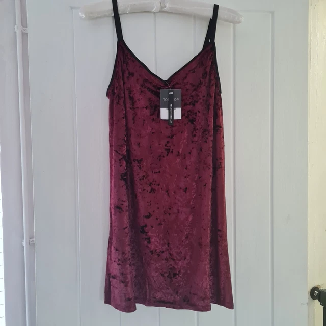 TOPSHOP RED VELVET Cowl Neck Slip Dress Size 6 10.00 - PicClick UK