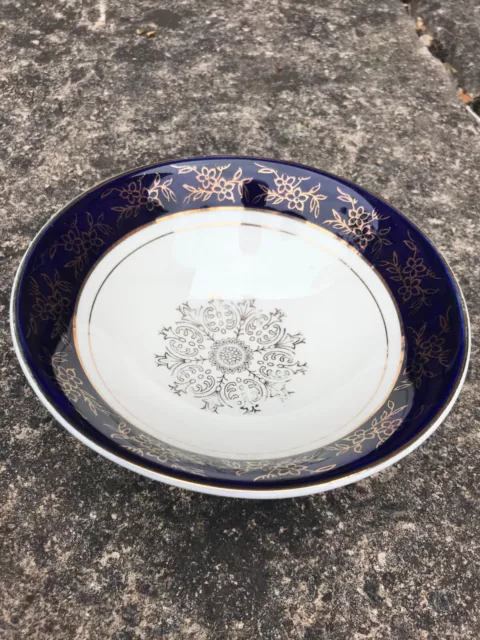 Victoria English China 6 Bowls Cobalt Blue with 24K Gold Trimings