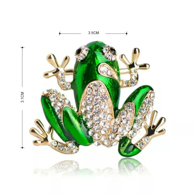 Frosch Kristall Brosche grün goldfarben Abzeichen Reversnadel Amphibientier Schmuck 3