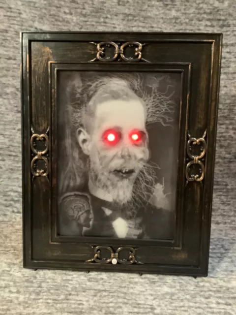 Gemmy Halloween 15" x 12" Haunted Talking Portrait Face Skull Red Eyes Rare NIB