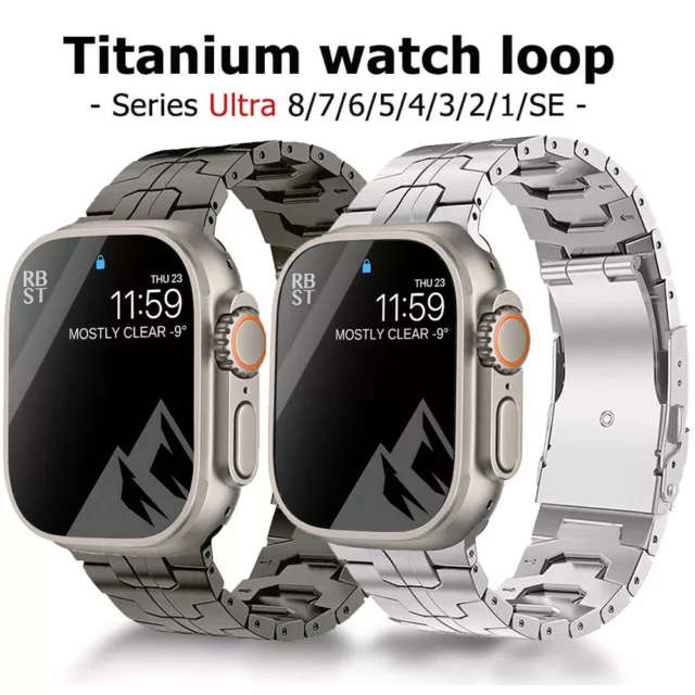 Titanium Metal Band Strap for Apple Watch Ultra iWatch SE 9 8 7 6 5 4 42/45/49mm 2