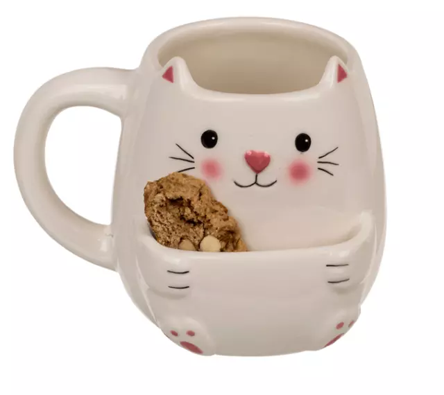 Keramik-Trinkbecher Tasse mit Keksfach Katze