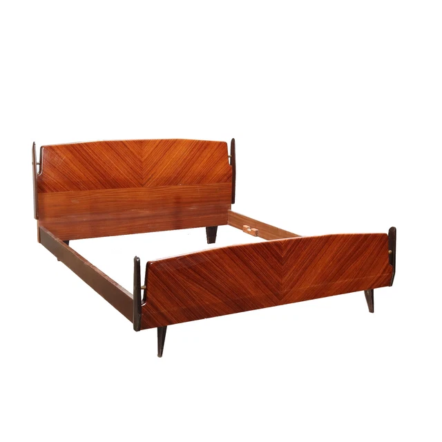 Letto Matrimoniale Vintage Impiallacciato Palissandro - Anni 60 Italia 🇮🇹