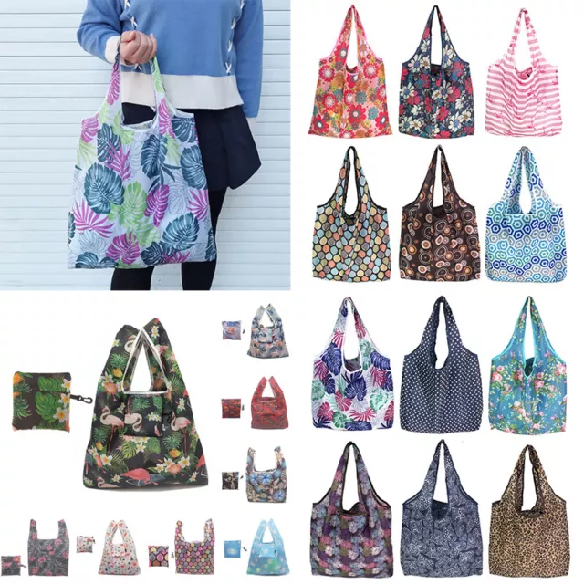 Large Reusable Shopping Bags Heavy Duty Foldable Grocery Tote Bag Handbag Pouch