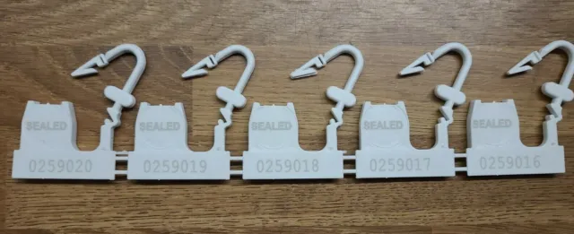 Swan Seal  Airline Padlock security seals  individually  numbered in strips of 5