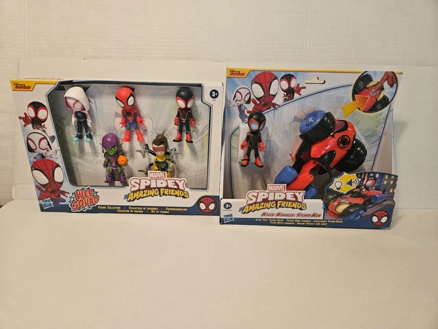 Spidey and Amazing Friends Glow Tech Techno-Racer plus Web Squad (5 fiures)