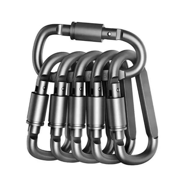 6X Heavy Duty Carabiner Clip Hook D-Ring Screw Lock Outdoor Rock Buckle Ku