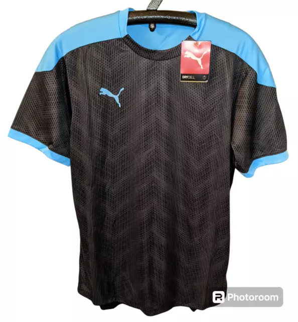 PUMA Soccer Jersey Shirt Drycell Mens Sz. MEDIUM Black Luminous Blue FtblNXT NEW