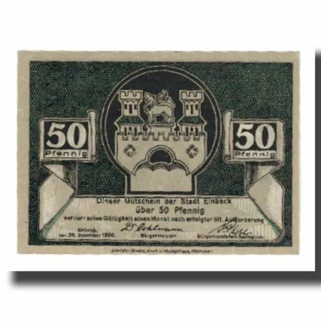 [#667938] Geldschein, Deutschland, Einbeck Stadt, 50 Pfennig, village 1, 1920, 1