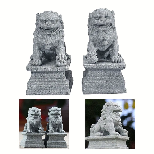 Lion Rendra GRACIEUX LION JARDIN Statue Paire de Lions en Grès pour Décoration Cour ...