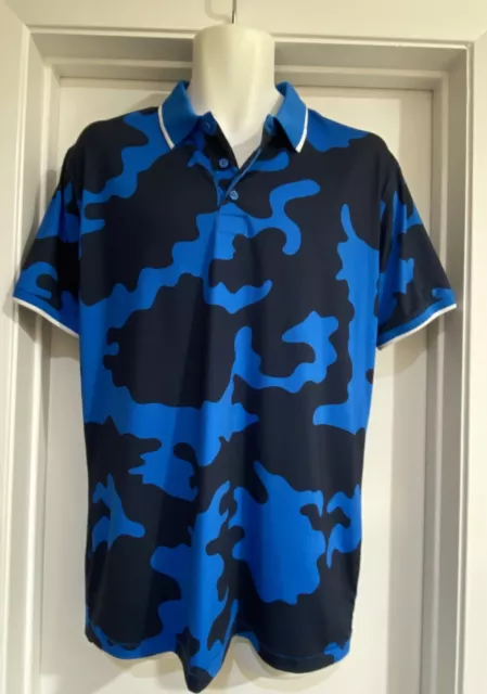 G/Fore Polo Shirt Mens Sz Med Blue Black Camo Golf Tech Performance Shirt