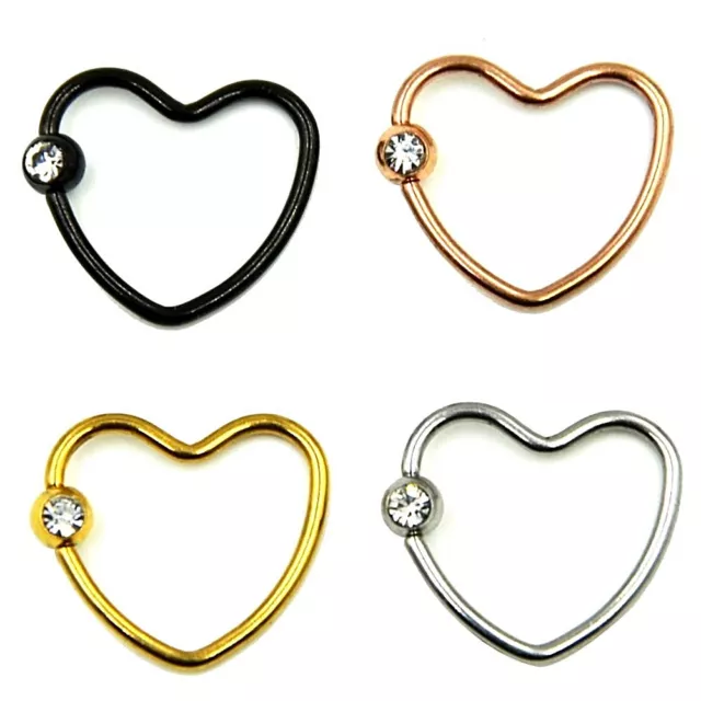 Herz Klemmring Piercing Septum Bcr Heart Lippen Stein Tragus Ring Ohr Intim Cbr