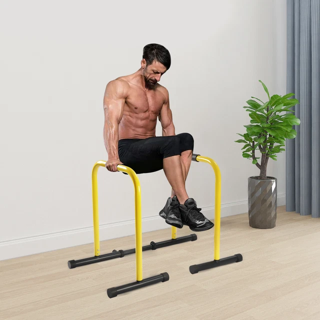 ADJUSTABLE HEIGHT DIP Station Leg Raise Bar Power Tower Pull-up Push-up ...
