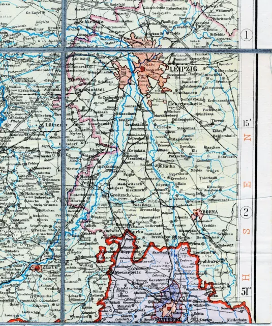 Leipzig Borna Pegau 1948 Teilkarte/Ln. Rötha Taucha Markranstädt Altenburg Zeitz