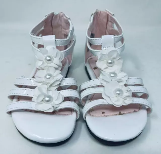 Jumping Beans Toddler Girl's Games Zip Up Gladiator Sandals White Size:5 146F 2