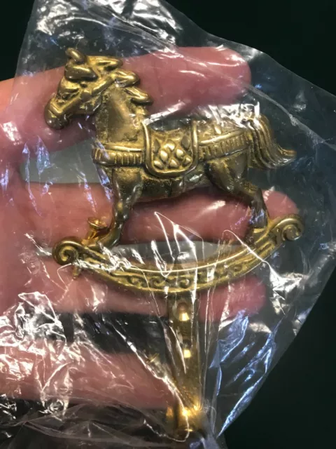 Brass? Wall Hook Rocking Horse Vintage Hat Coat Purse Towel Hanger New Old Stock