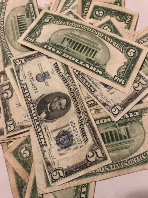 ✯ One RARE 1934 Blue Seal $5 Silver Certificate Note FIVE Dollar Bill Lot Money✯ 4