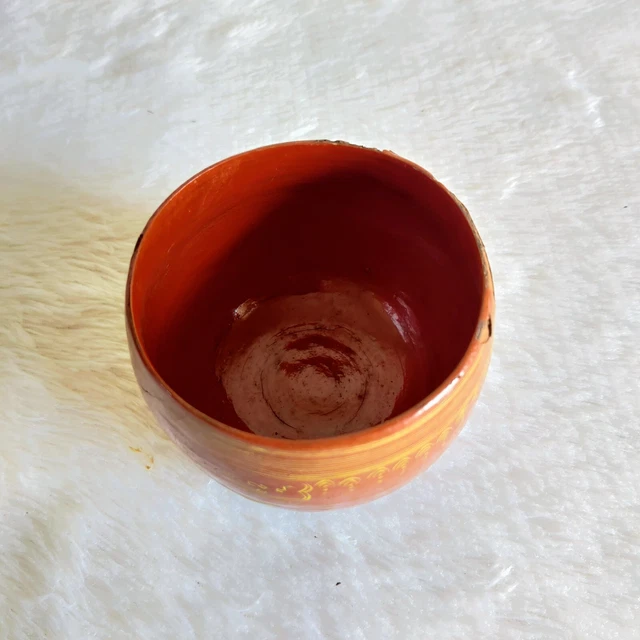 1920s Vintage Hand Painted Parrot Bird Straw Woven Burmese Wooden Bowl W638 3