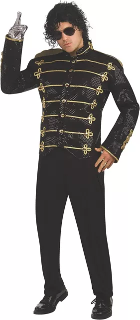 Military Jacket Black Michael Jackson Fancy Dress Halloween Deluxe Adult Costume