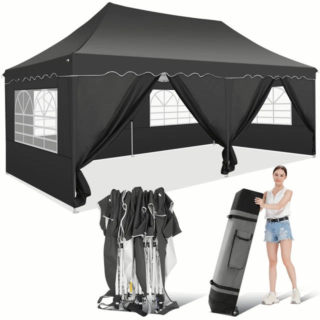 Partyzelt Faltbar Pavillon 3x6m Wasserdicht Festzelt UV-Schutz mit 6 Seitenteile