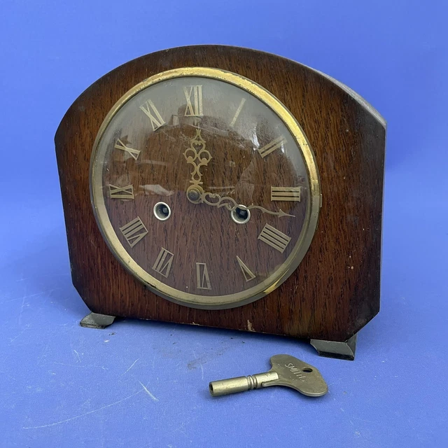 SMITHS ENFIELD VINTAGE Chiming Mantle Clock Working Order With Key £44.