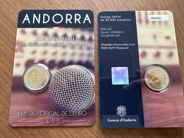 COINCARD 2 EURO 2016 COMMEMORATIVE ANDORRE Radio