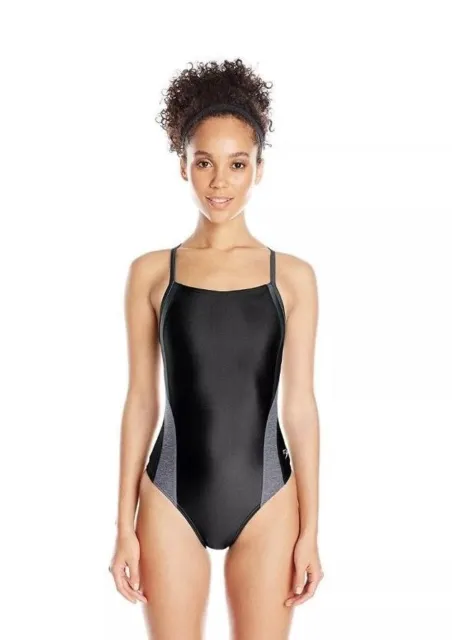 Speedo Women's Relaunch Flyback One Piece Swimsuit, Black,28