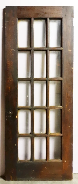 30"x83"x1.75" Antique Vintage Old Wood Wooden Interior French Door Window Glass 2