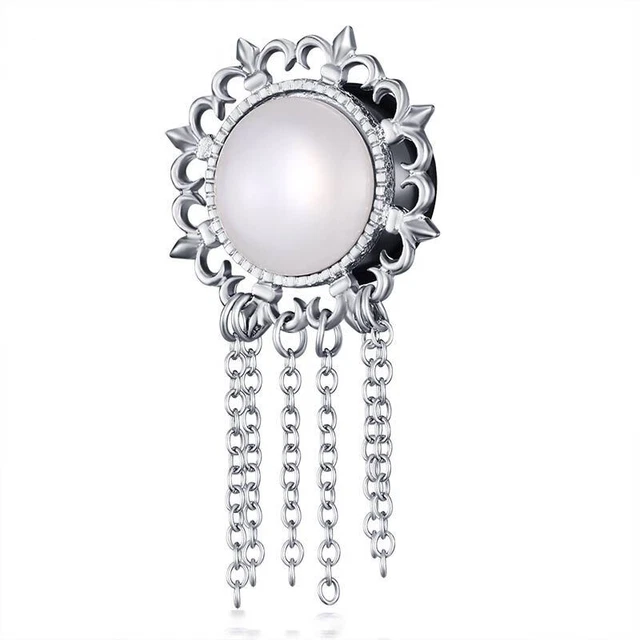 Plug - Vintage Flesh Tunnel Collana con Ciondolo Perla Piercing Barocco Boho