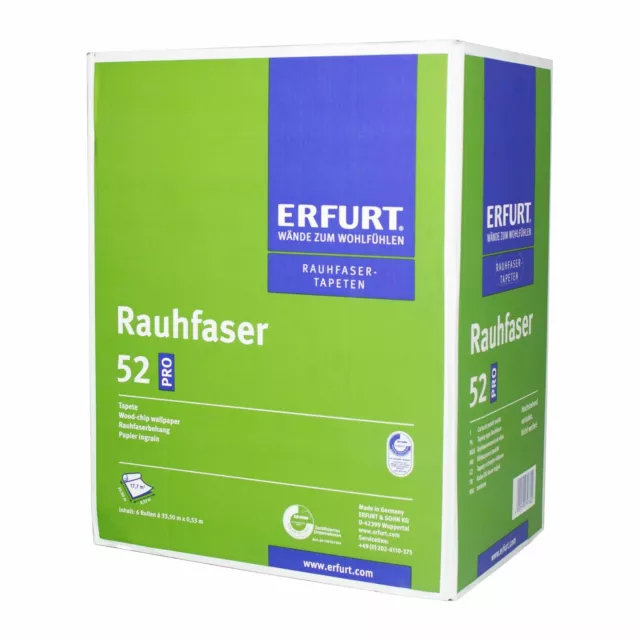 6 x Erfurt Rauhfaser Pro 52 klassische Struktur Raufasertapete 106,5 m² (0,87€/1