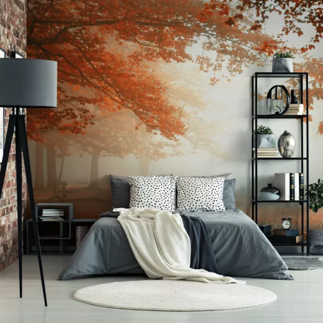 Dormitorio Foto Mural Papel Pintado 384x259cm Premium Dormir Otoño Bosque