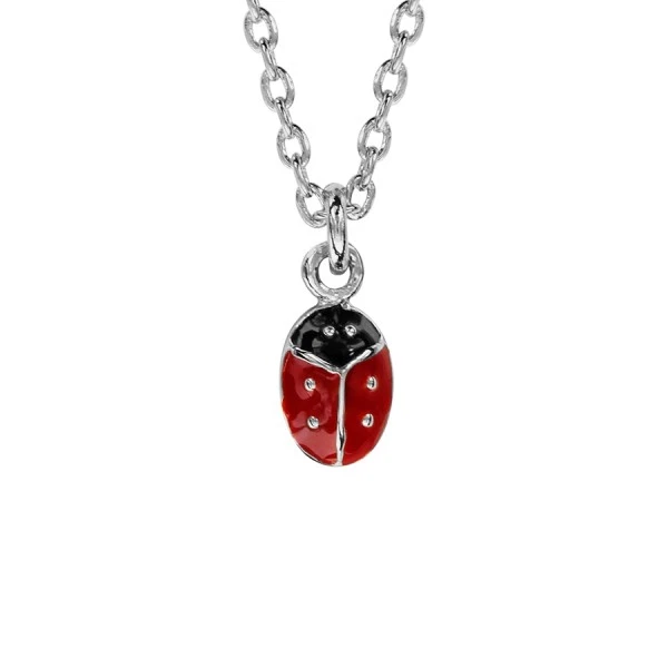 Collir coccinll émail roug t noir Argnt 925 Rhodié au millur prix