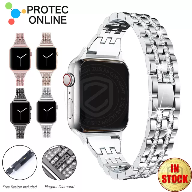 For Apple Watch iWatch Band Series SE 9 8 7 6 5 4 3 2 Shiny Jewelry Metal Strap