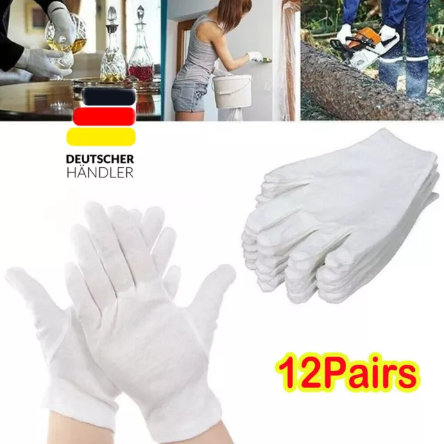 12 Paar Baumwollhandschuhe weiß Trikot Handschuhe Moisturising Eczema Butler DE