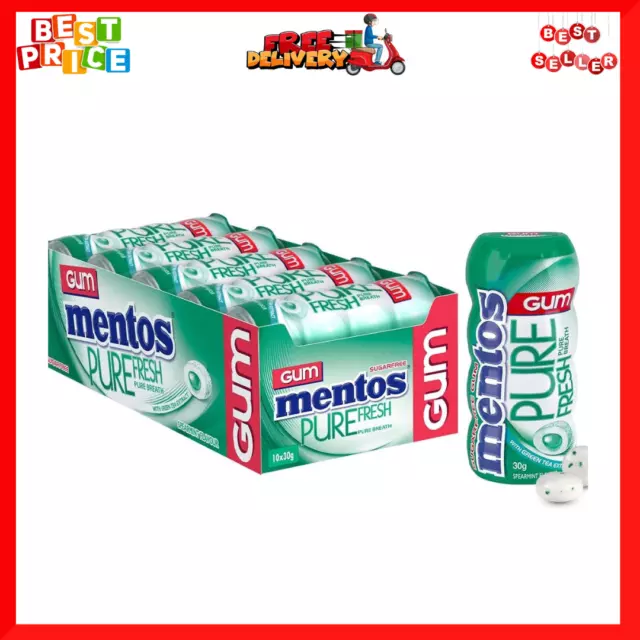 Mentos Pure Fresh Gum, Fresh Mint, 10 Count-15 Piece Bottle