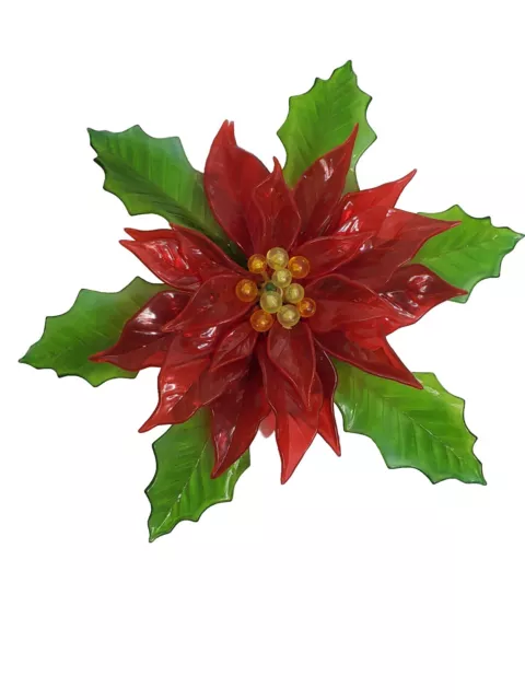 Vintage Poinsettia Lucite/Acrylic Flower 1968 Joseph Markovits CK Ind Co LTD 11"