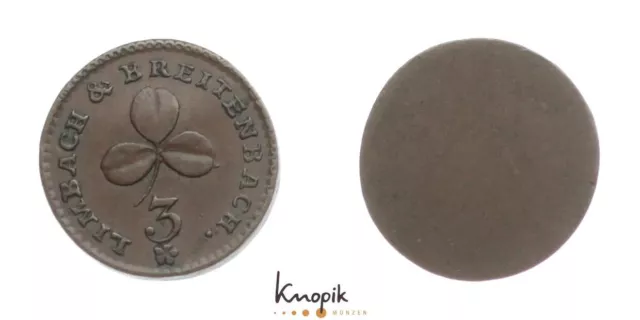 Sachsen-Limbach und Breitenbach, Einseitige Kupfermarke zu 3 Pfennig o.J. (1788)