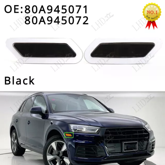 Black Front Bumper Side Marker Lights 80A945071 80A945072 For Audi Q5 2018-20/