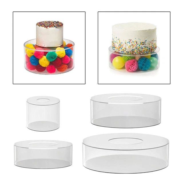 ACRYLIC CYLINDER DISPLAY Riser Round Fillable Cake Tool Decoration Base ...