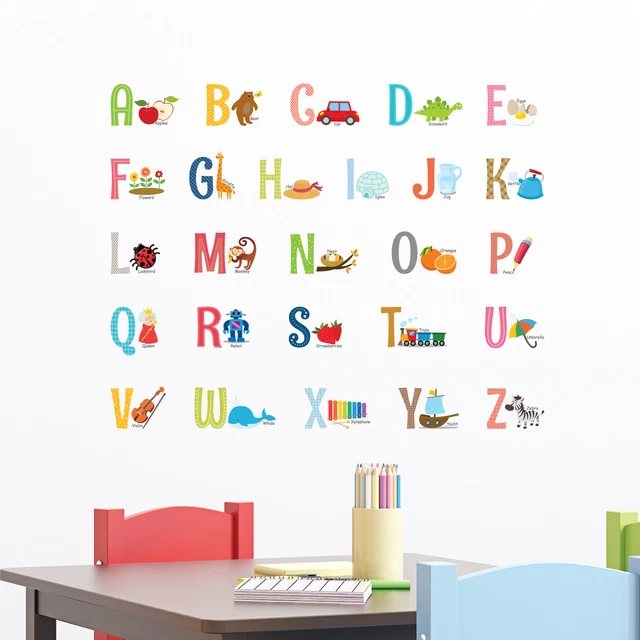 DECOWALL DS-8023 ALPHABET ABC Nursery Kids Removable Wall Stickers ...
